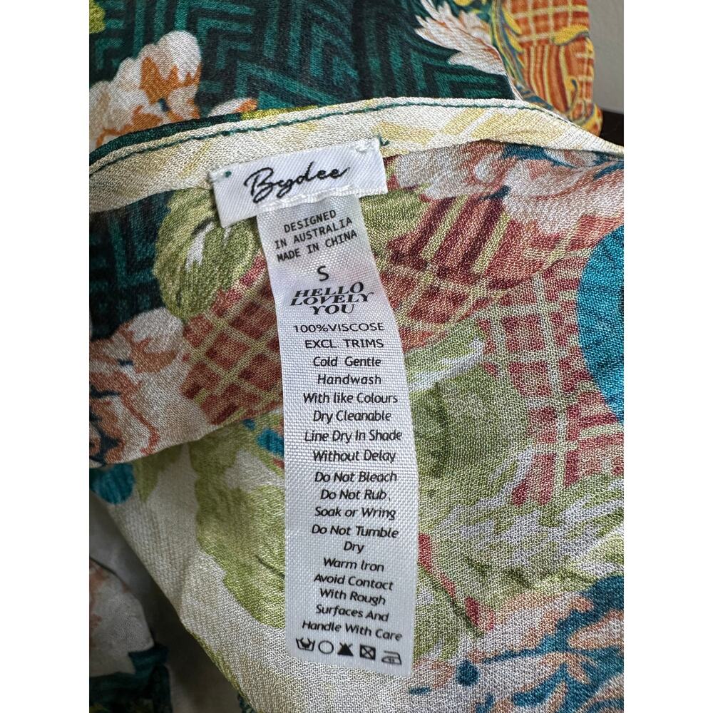 Bydee Floral Bias Cut Slip Dress/Cover Up S Viscose Midi Halter Resort Vacation - Picture 7 of 9